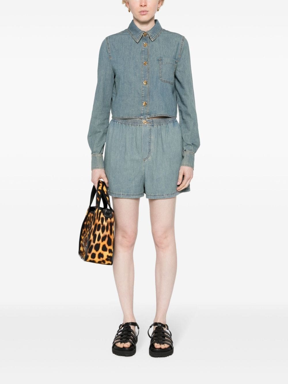 Moschino faded-denim cropped shirt - Image 2