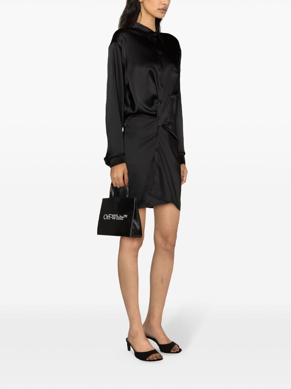 Off-White Twisted satin-finish shirt dress - Image 3