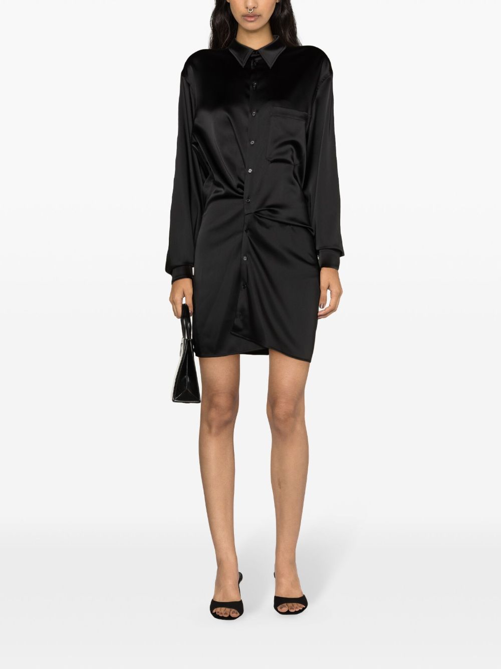 Off-White Twisted satin-finish shirt dress - Image 2
