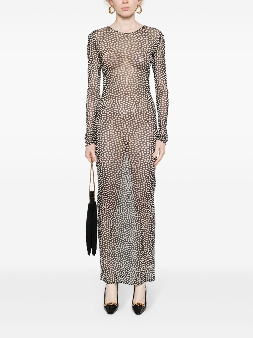 Saint Laurent polka-dot mesh maxi dress - Image 2