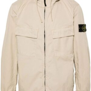Stone Island twill cotton hooded jacket