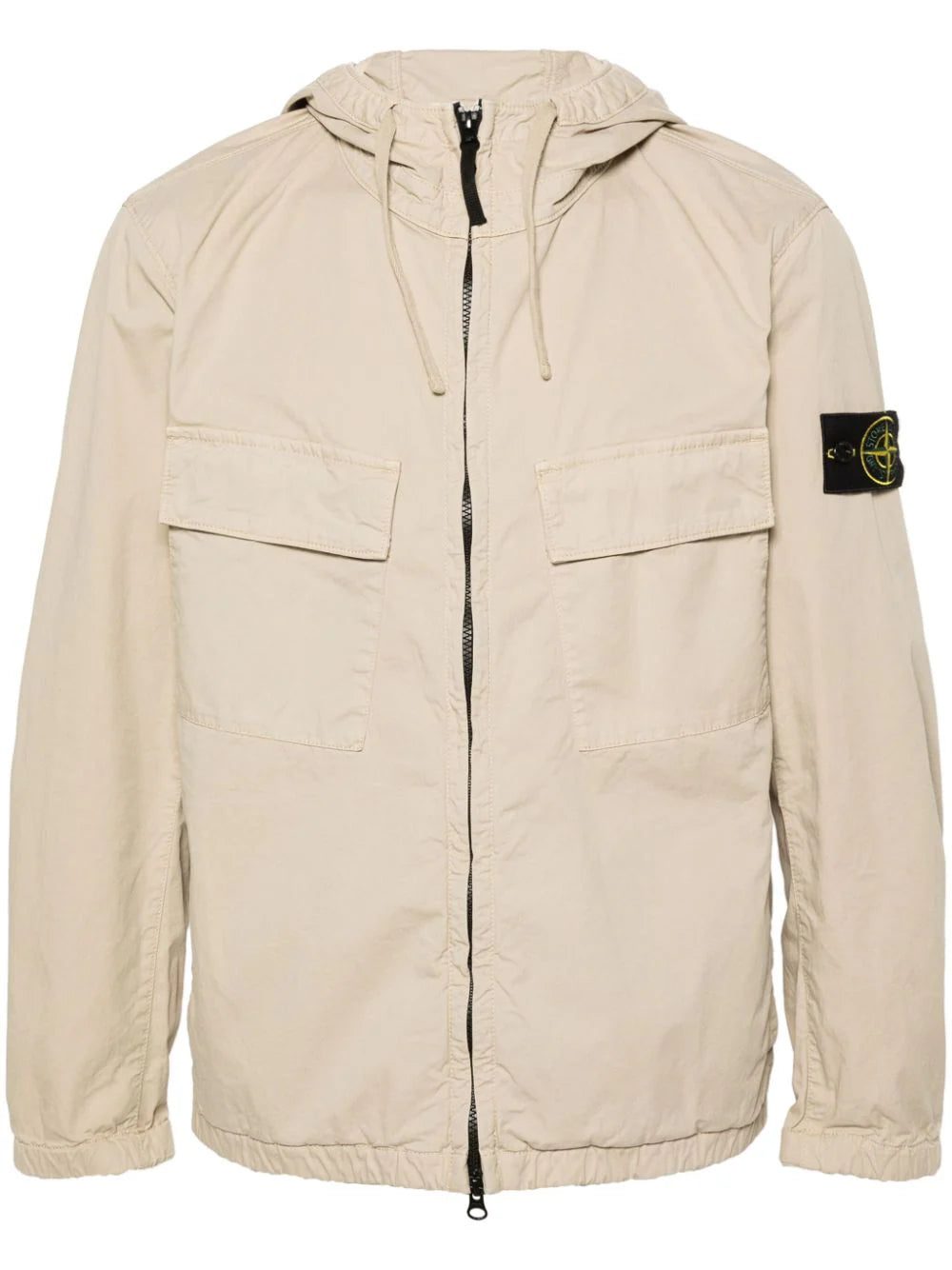 Stone Island twill cotton hooded jacket
