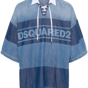 DSQUARED2  logo-print denim polo shirt