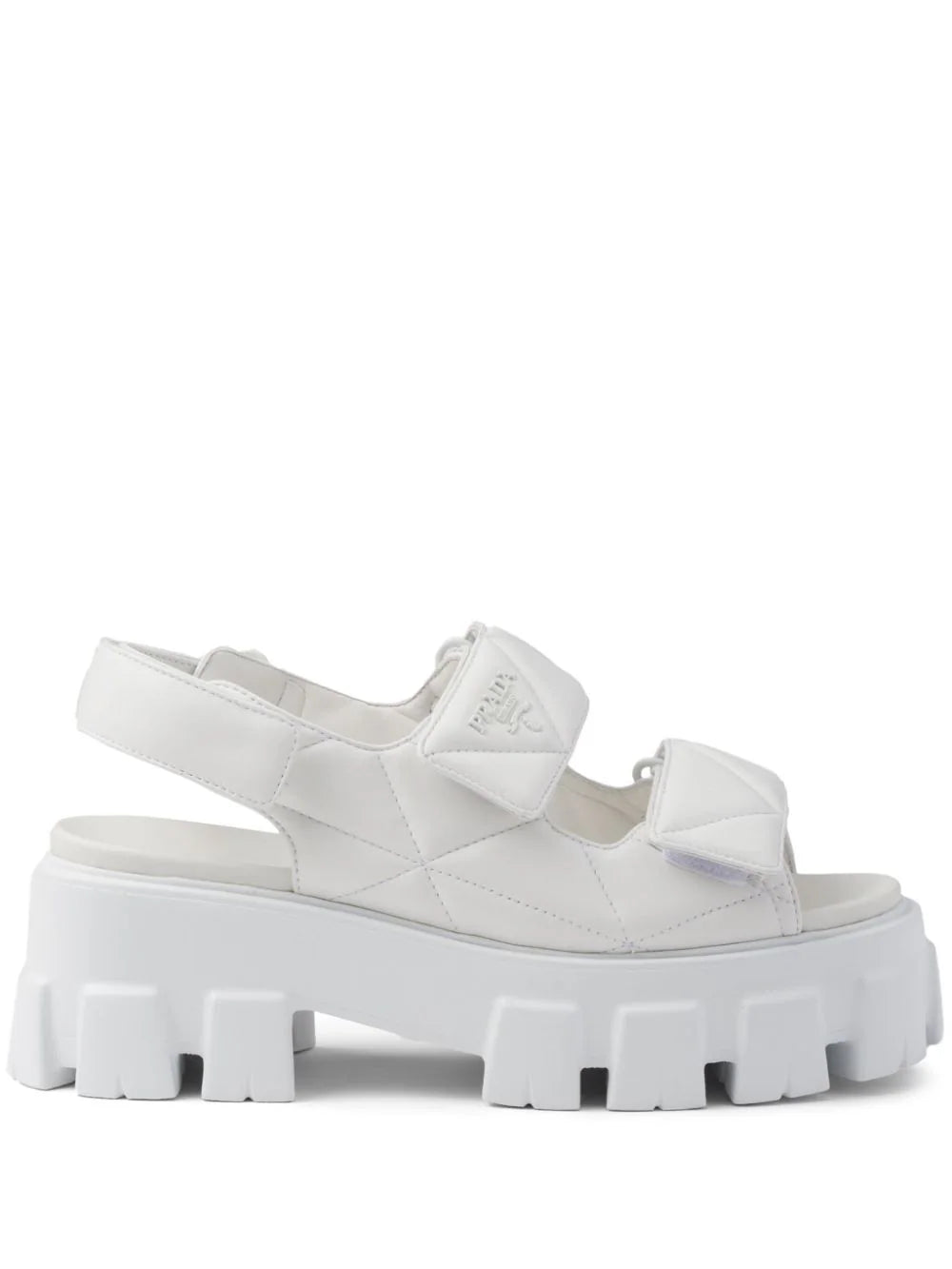 Prada triangle-logo quilted leather sandals