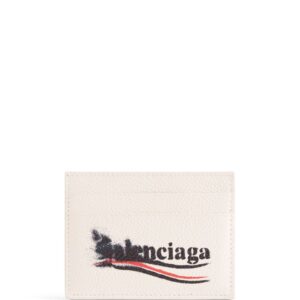 Balenciaga smudged logo-print leather cardholder