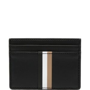 BOSS stripe-detail leather cardholder