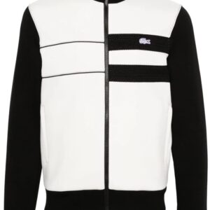 Lacoste logo-patch panelled zip-up sweatshirt