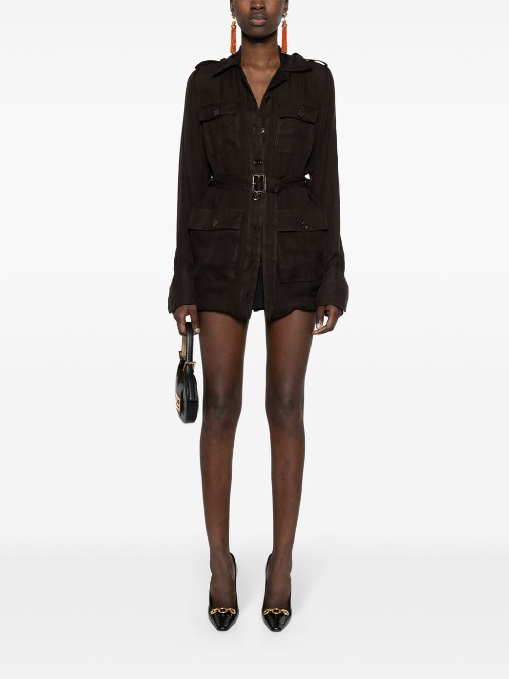 Saint Laurent Saharienne muslin mini dress - Image 2