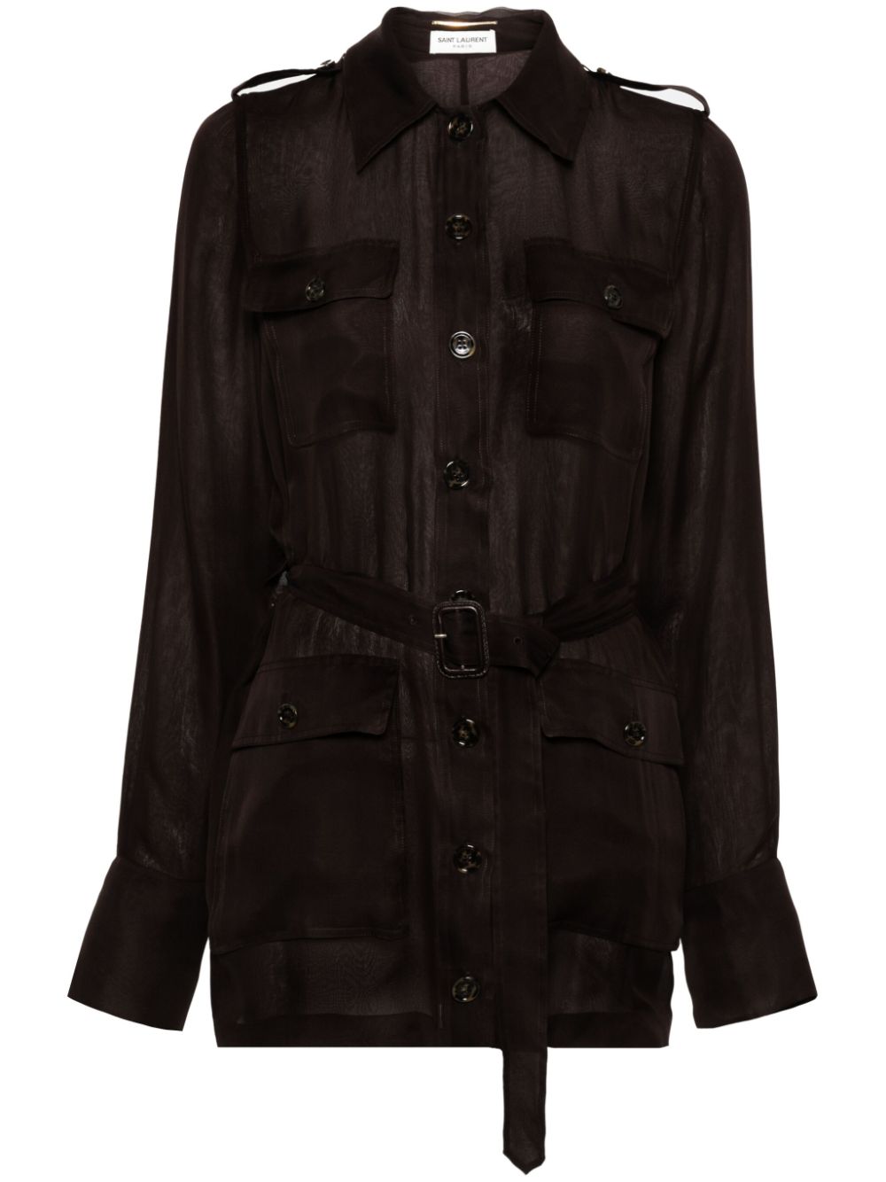 Saint Laurent Saharienne muslin mini dress