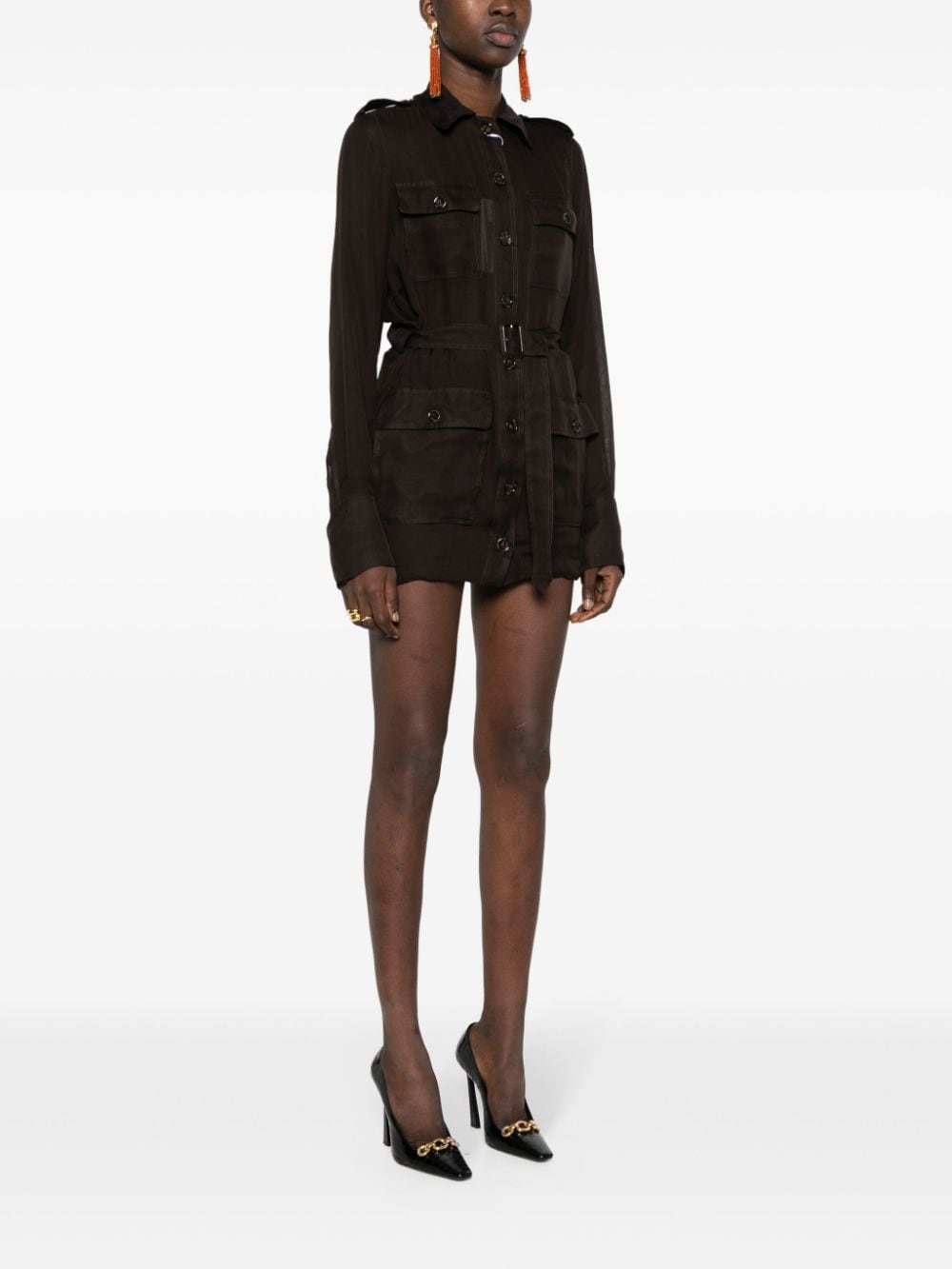 Saint Laurent Saharienne muslin mini dress - Image 3