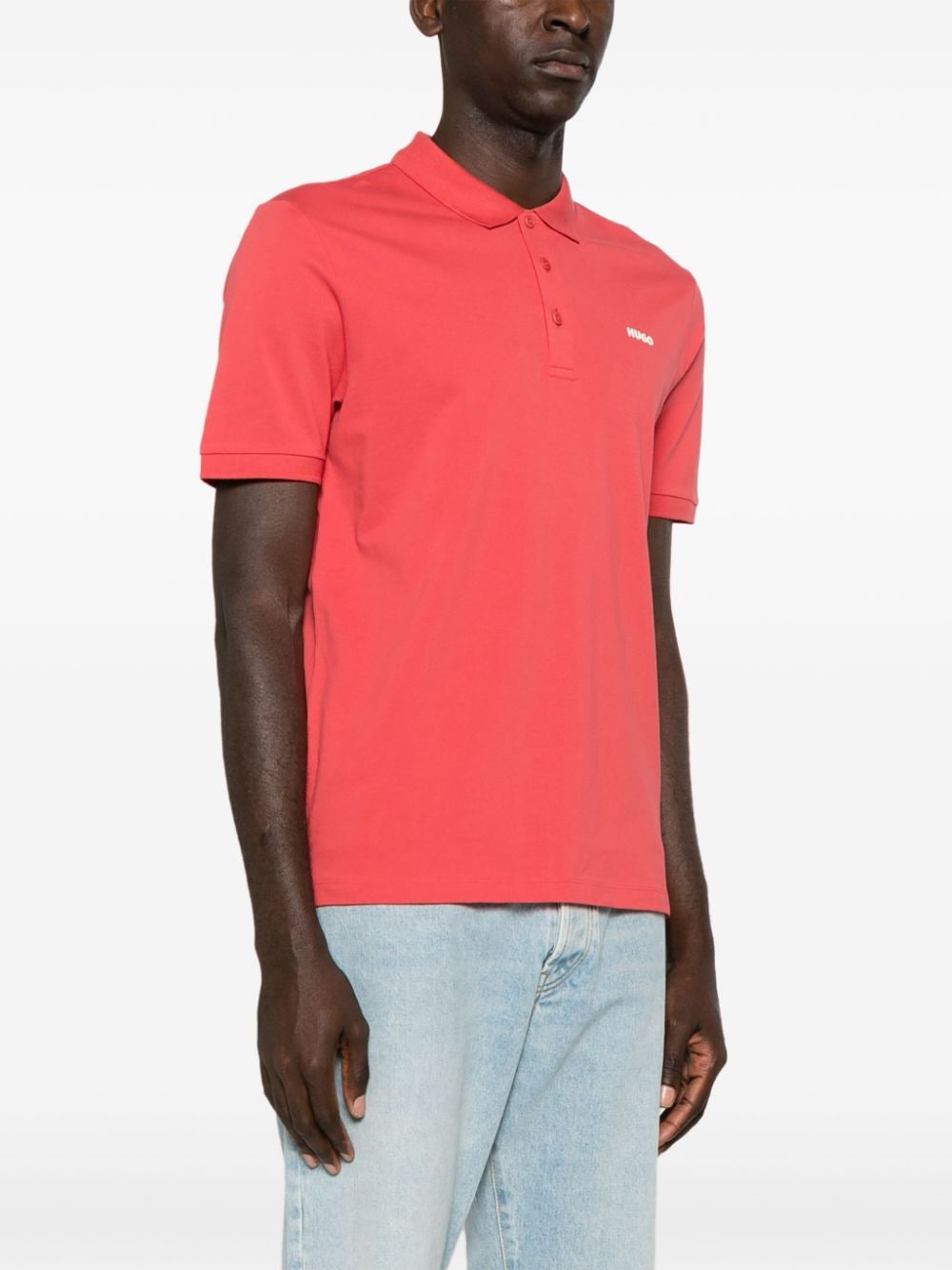 HUGO logo-appliqué cotton polo shirt - Image 3