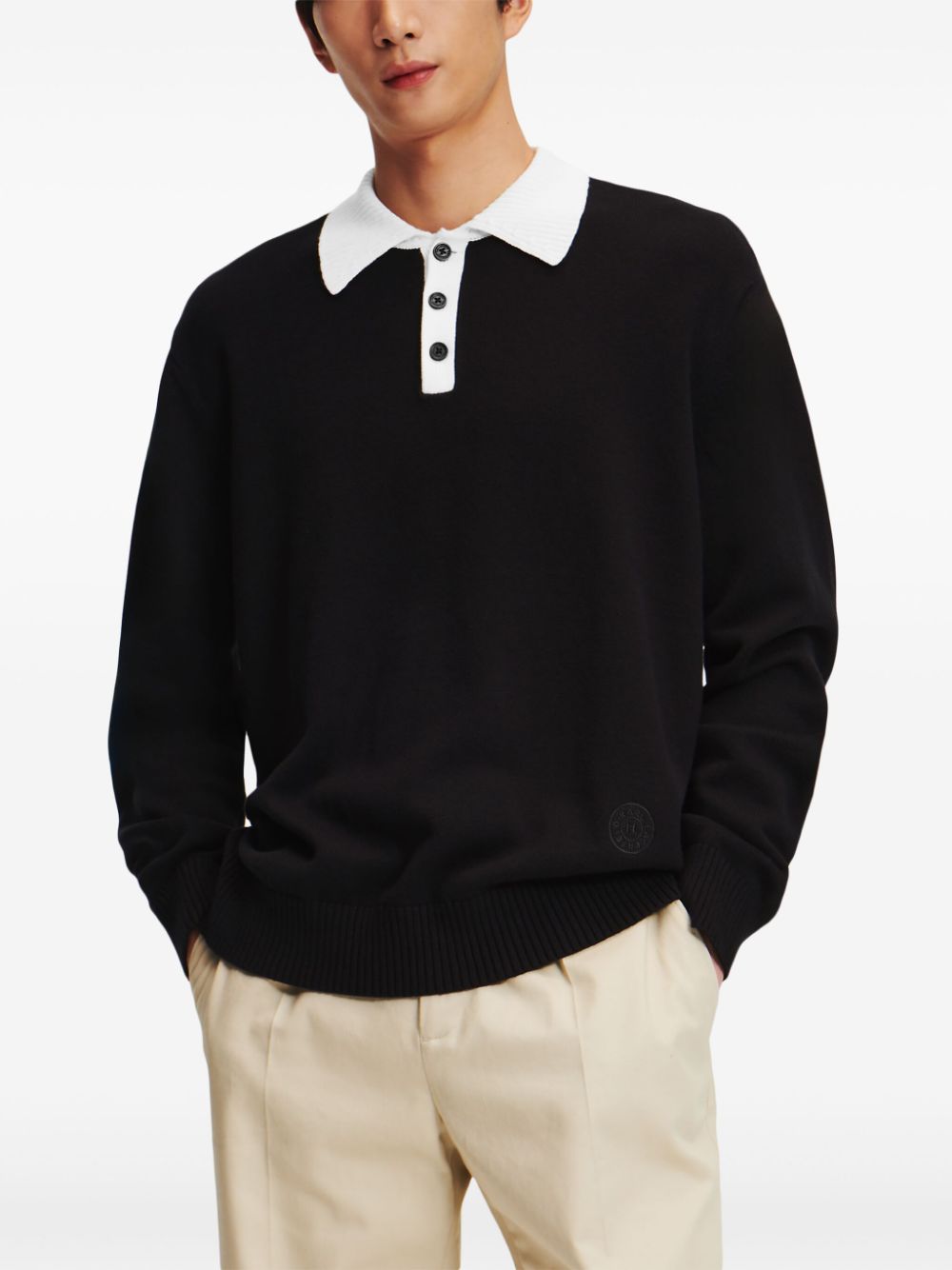 Karl Lagerfeld cotton knitted polo shirt - Image 3