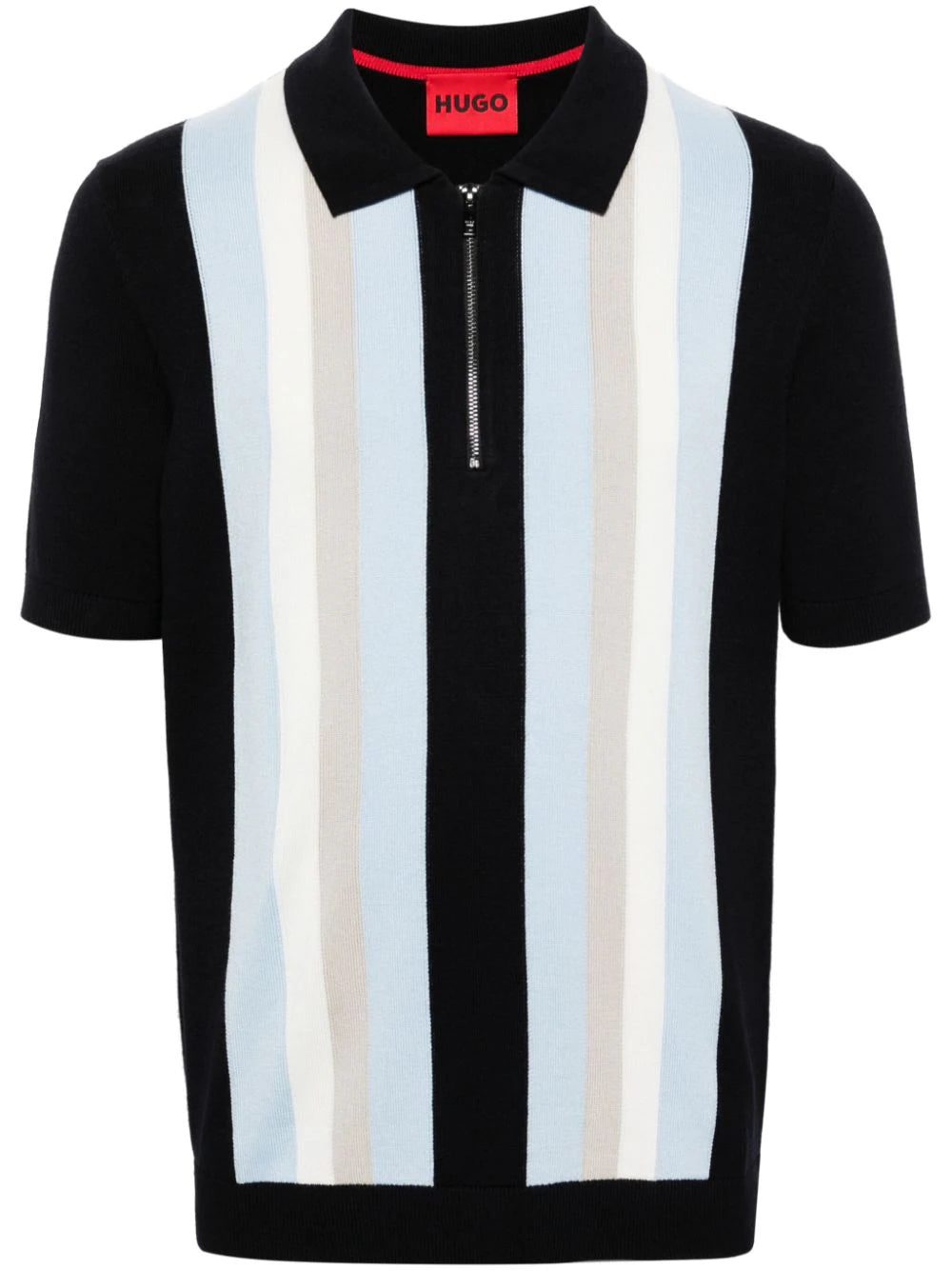 HUGO striped zipped polo shirt