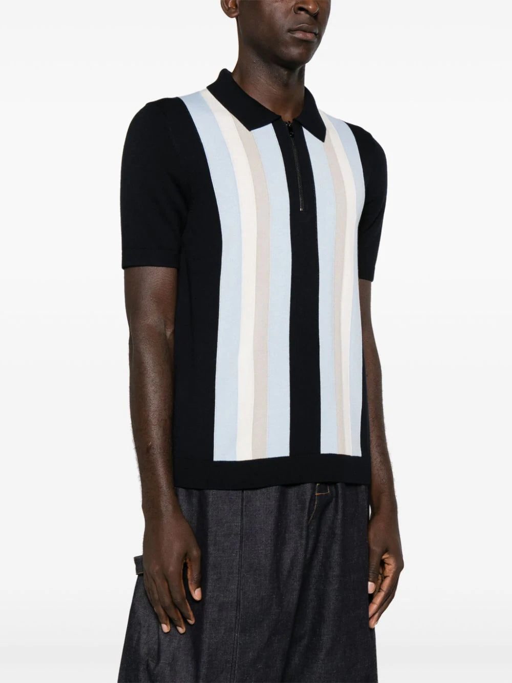 HUGO striped zipped polo shirt - Image 3