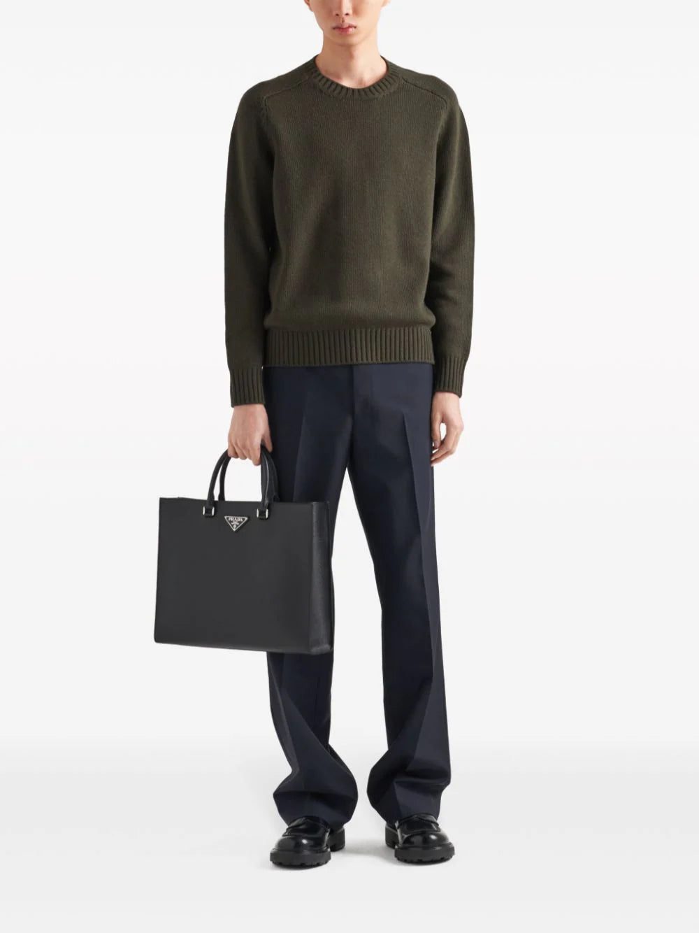 Prada triangle-logo crew-neck jumpe - Image 2