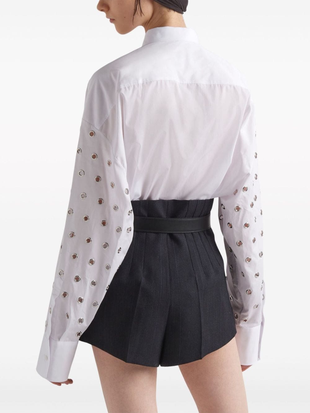 Prada eyelet-embellished cotton shirt - Image 4
