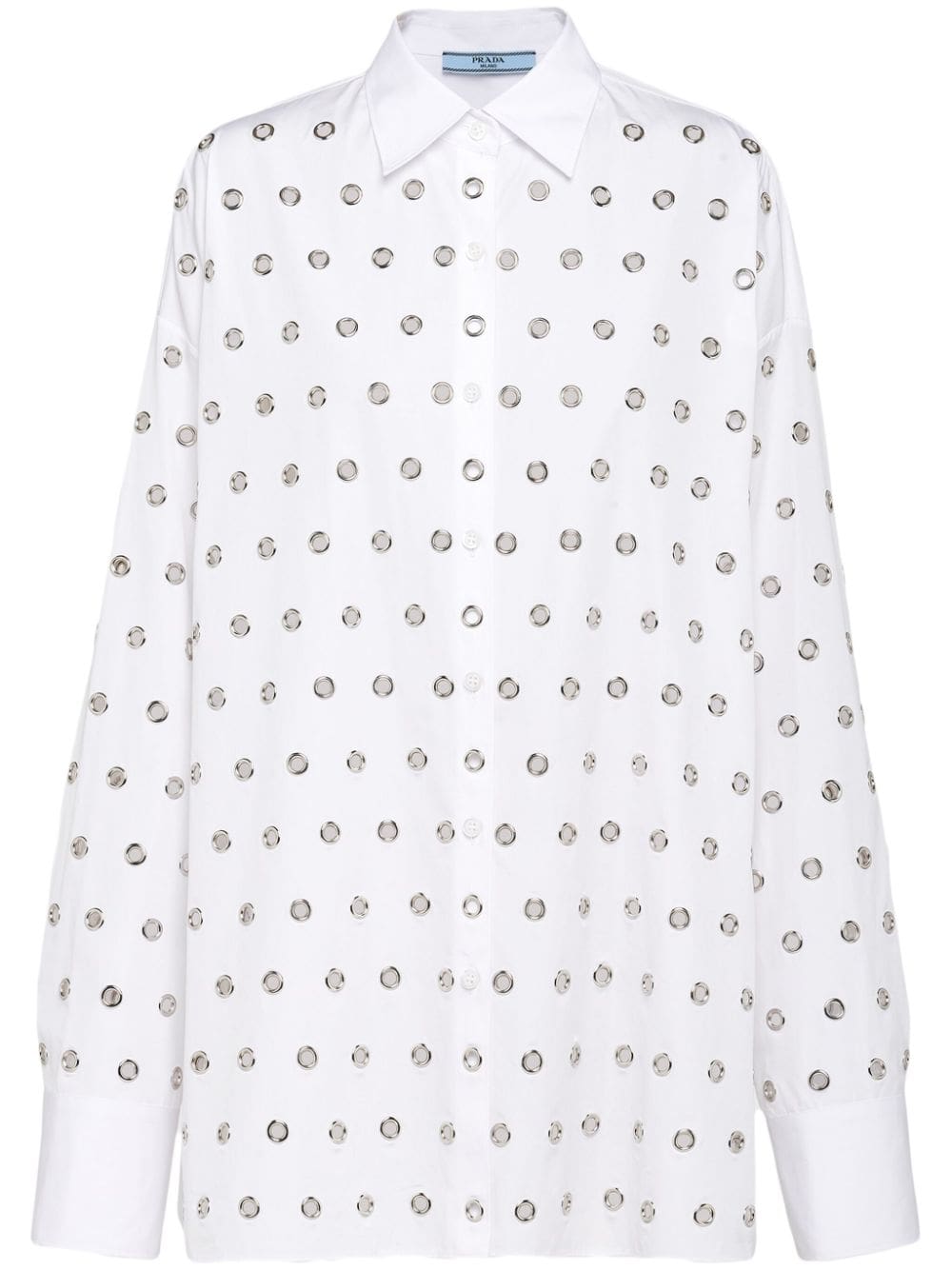 Prada eyelet-embellished cotton shirt