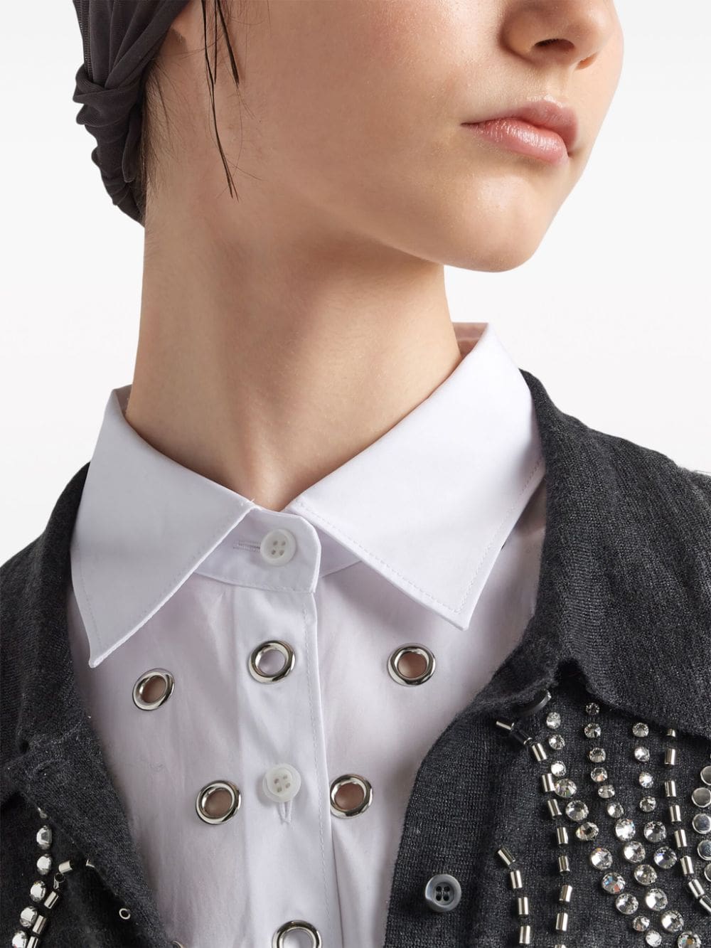 Prada eyelet-embellished cotton shirt - Image 5