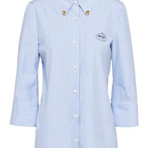 Prada logo-embroidered striped shirt