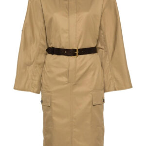 Saint Laurent belted cotton twill midi dress