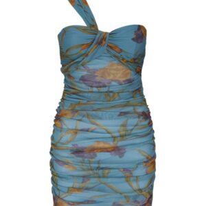 Saint Laurent floral-print one-shoulder dress