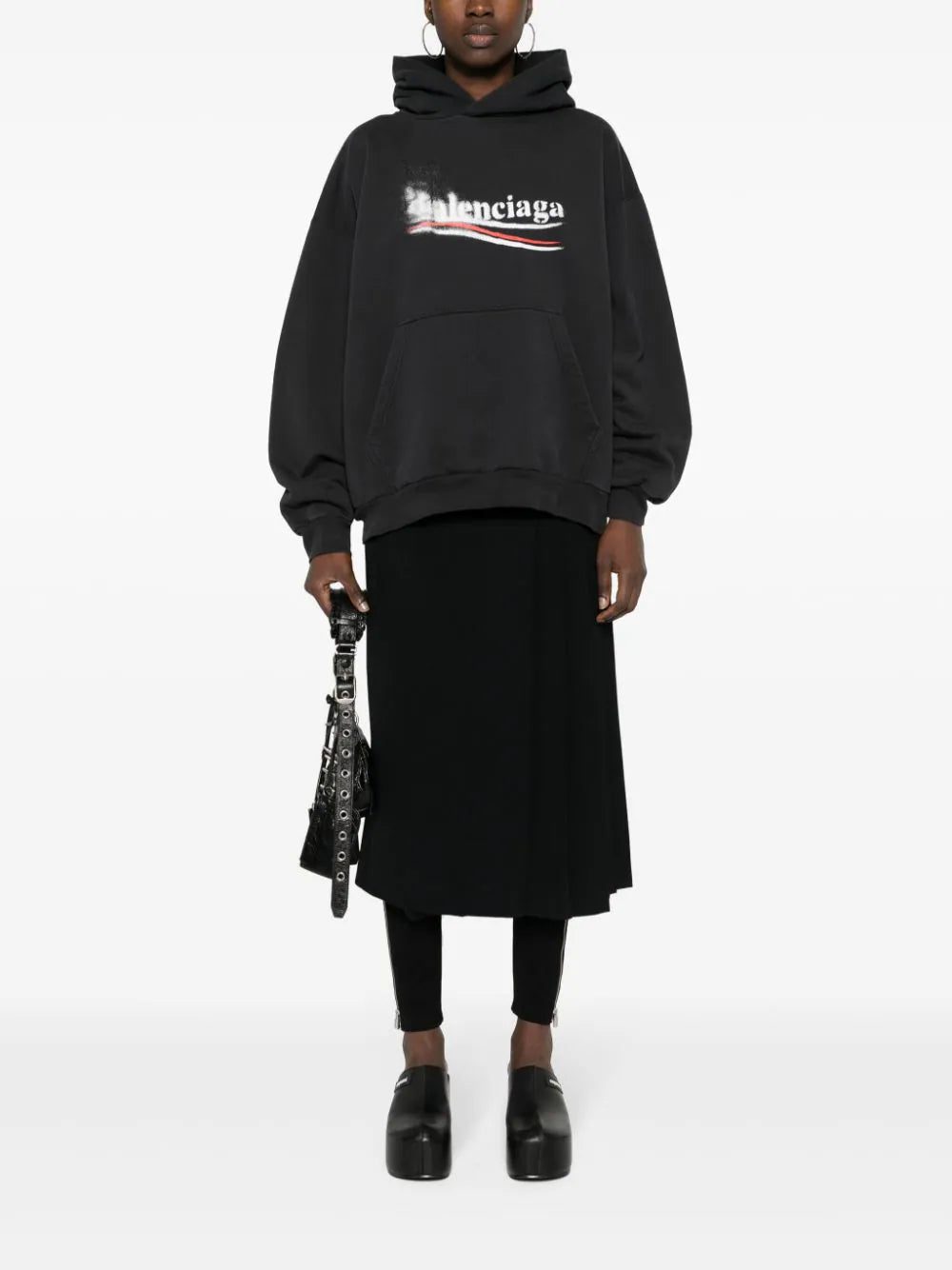Balenciaga logo-print cotton hoodie - Image 2