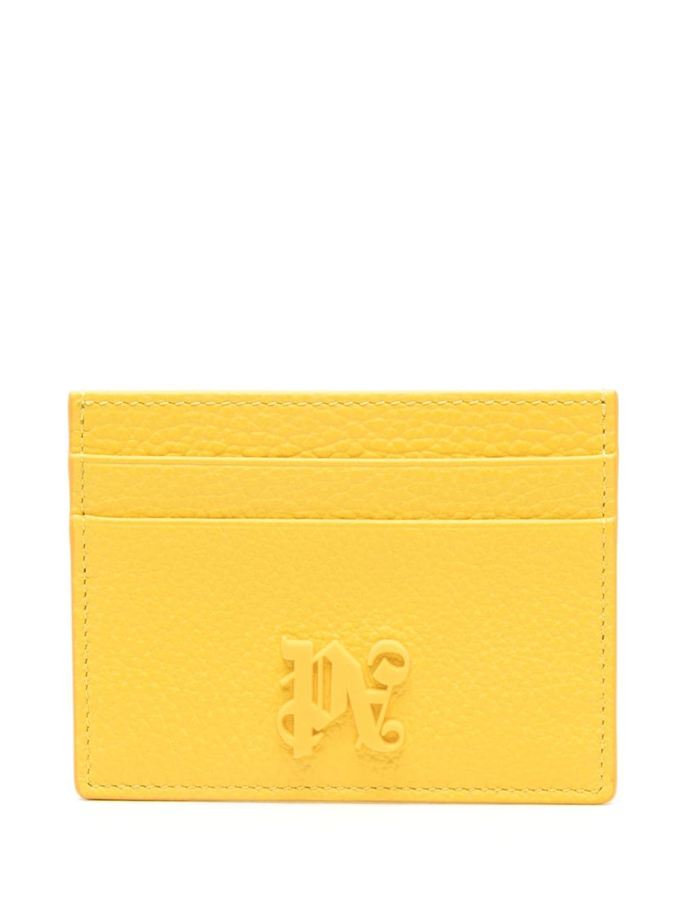 Palm Angels logo-plaque leather cardholder