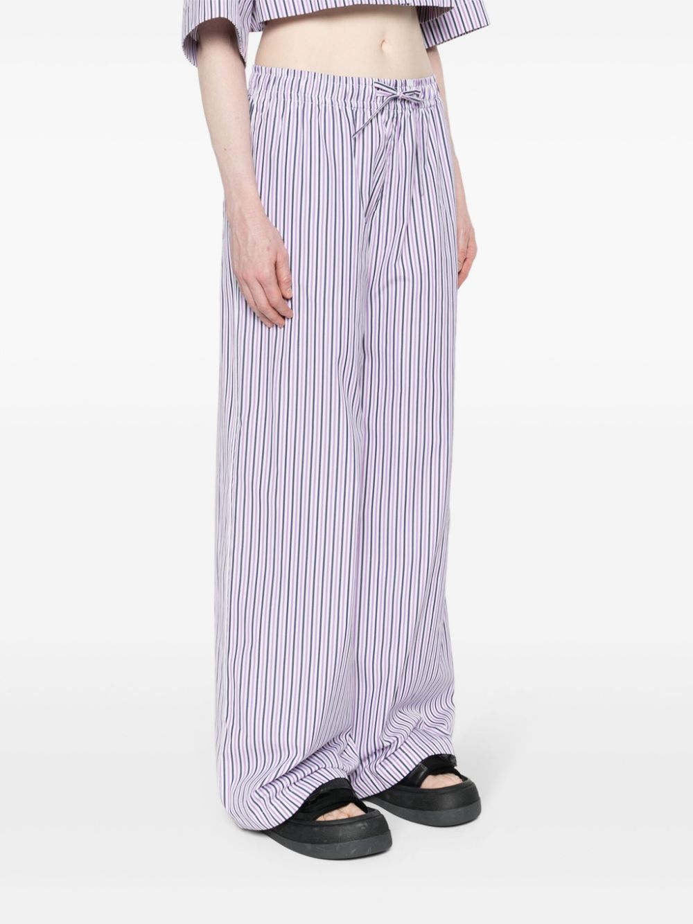 Palm Angels logo-tag striped straight trousers - Image 3
