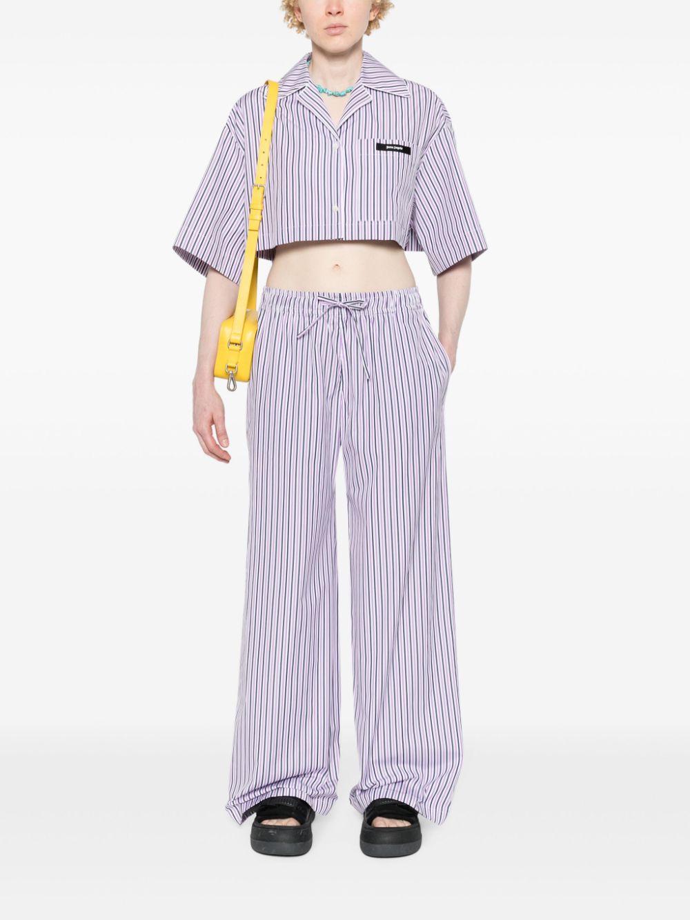 Palm Angels logo-tag striped straight trousers - Image 2
