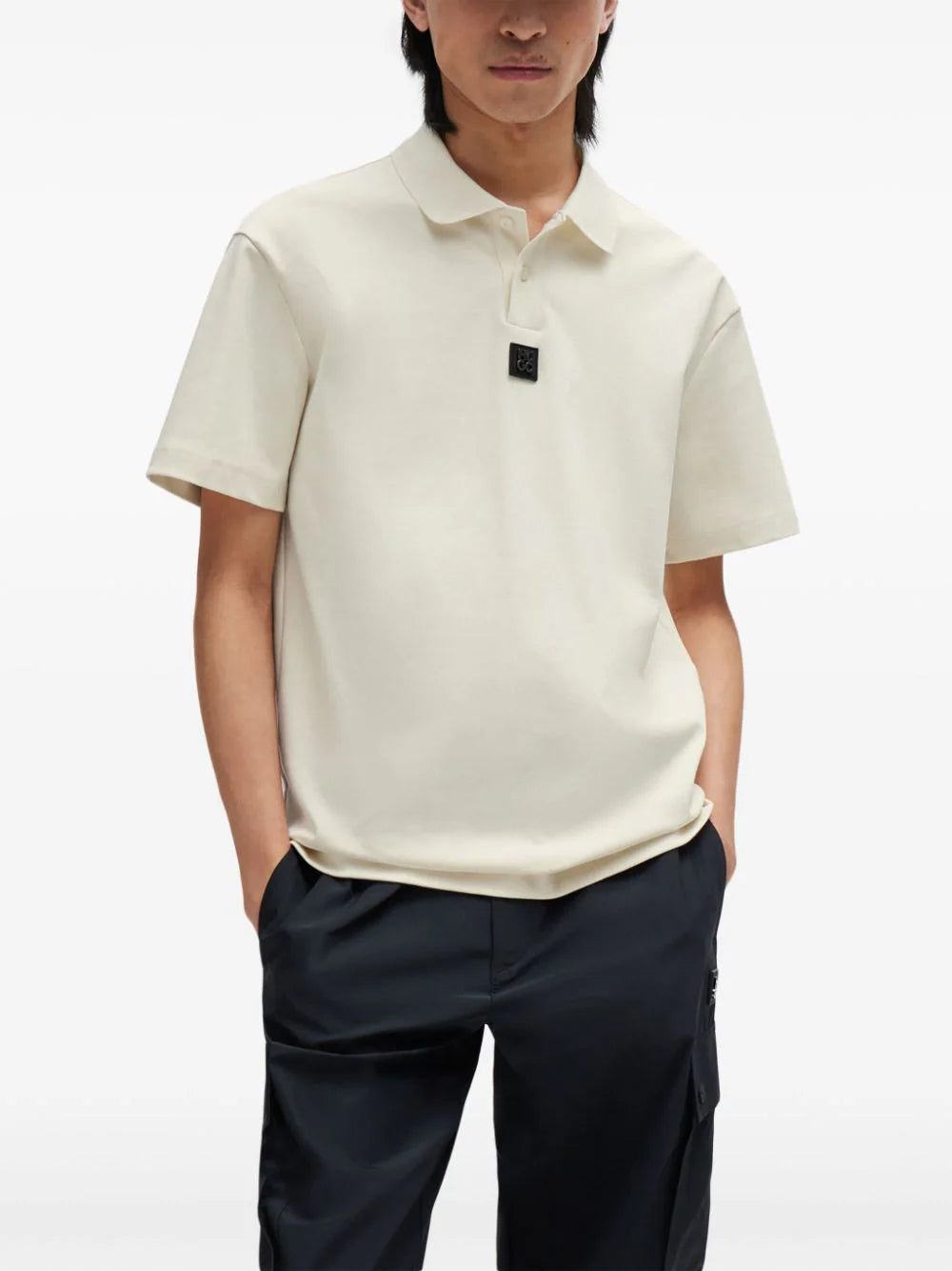 HUGO logo-appliqué cotton polo shirt - Image 3