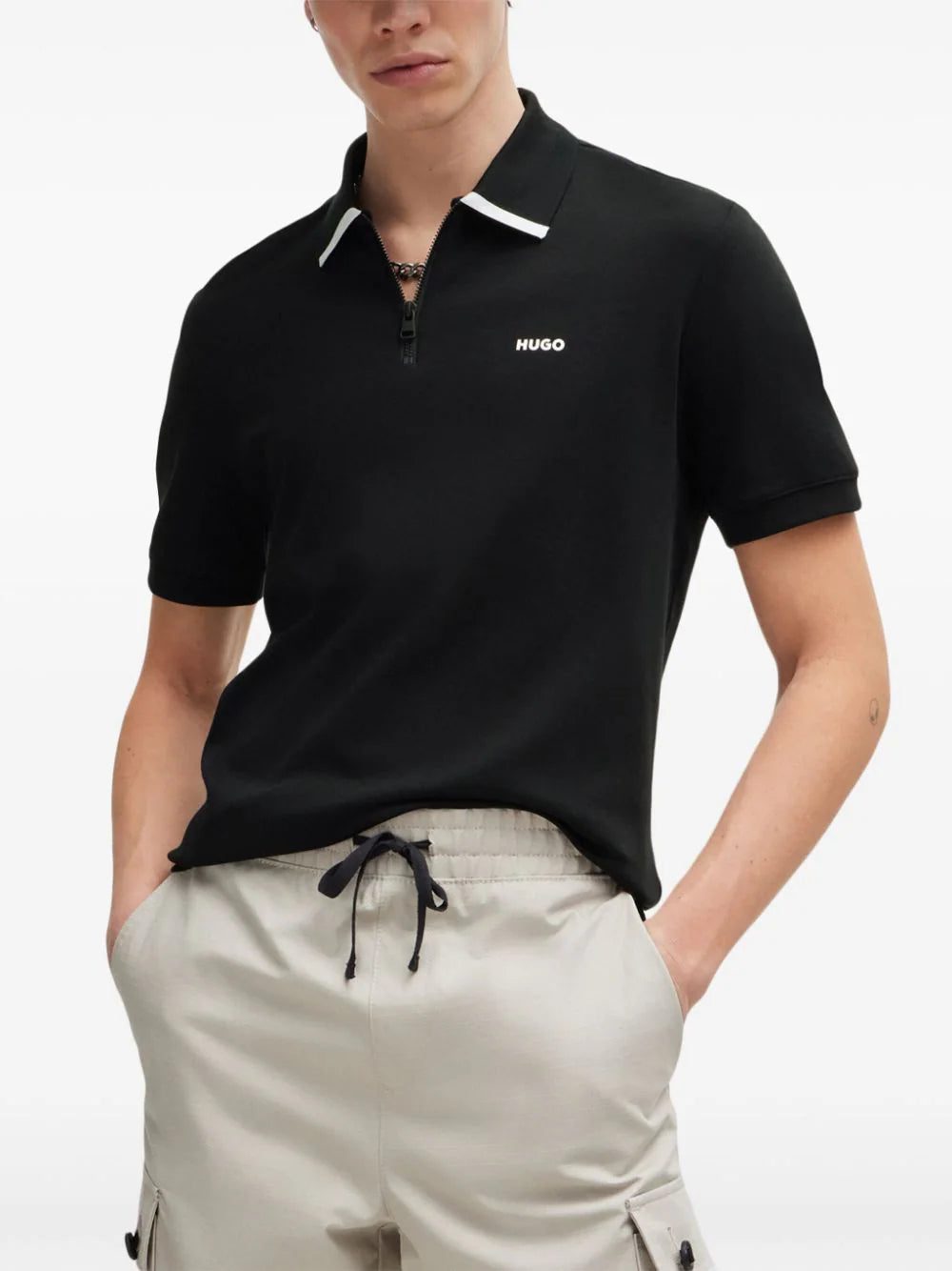 HUGO logo-print cotton polo shirt - Image 3
