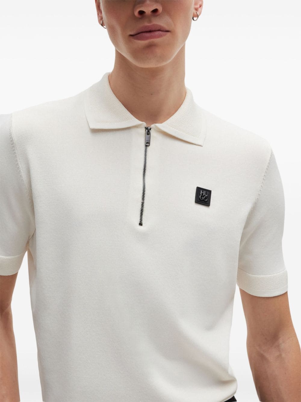 HUGO logo-appliqué zip-up polo shirt - Image 5