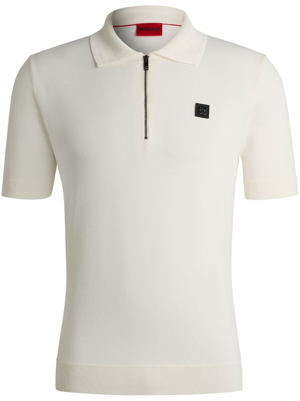 HUGO logo-appliqué zip-up polo shirt