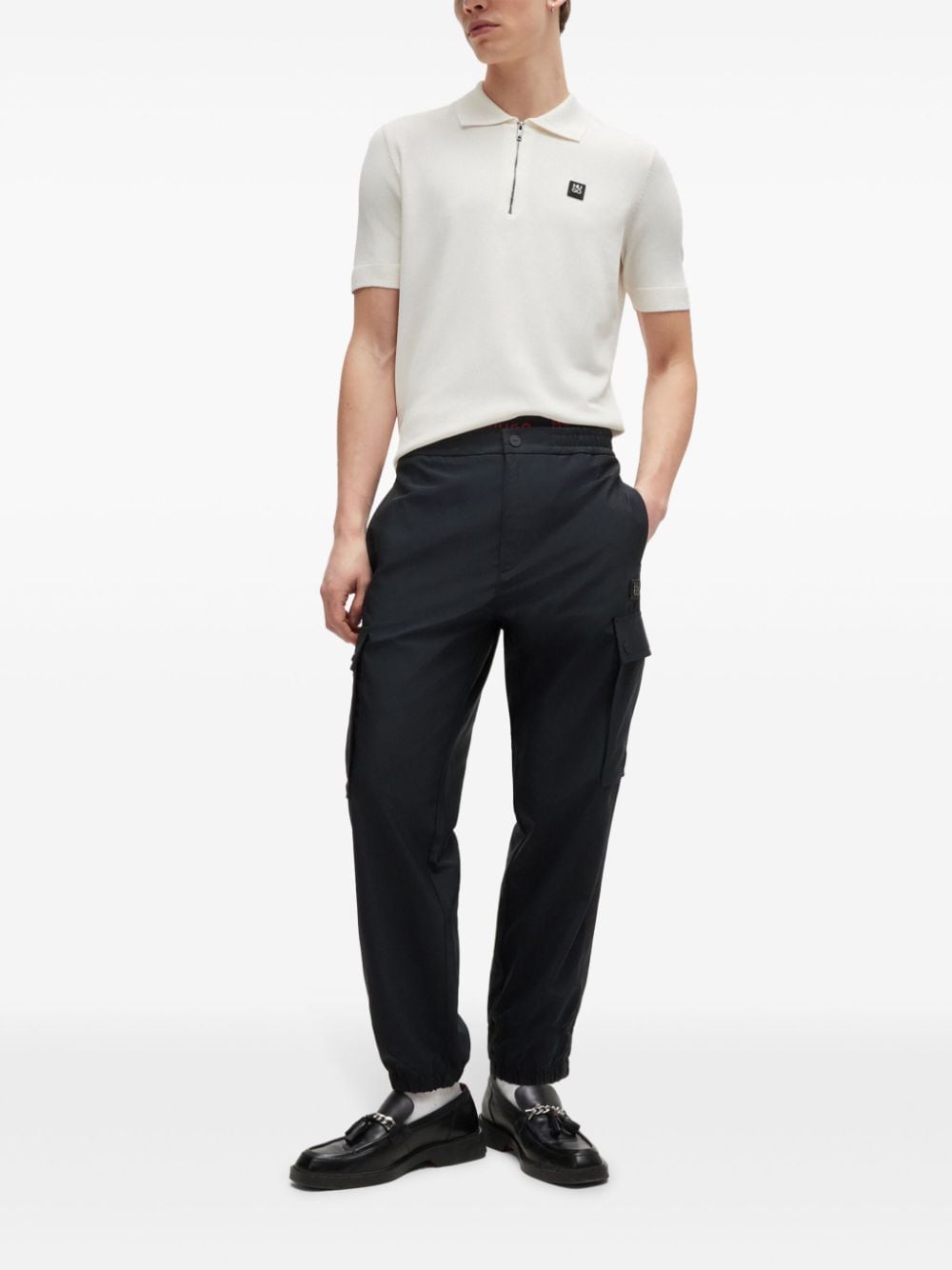 HUGO logo-appliqué zip-up polo shirt - Image 2