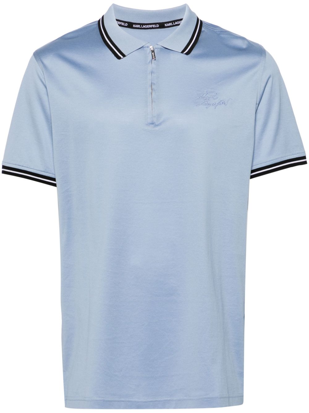 Karl Lagerfeld zip-up jersey polo shirt