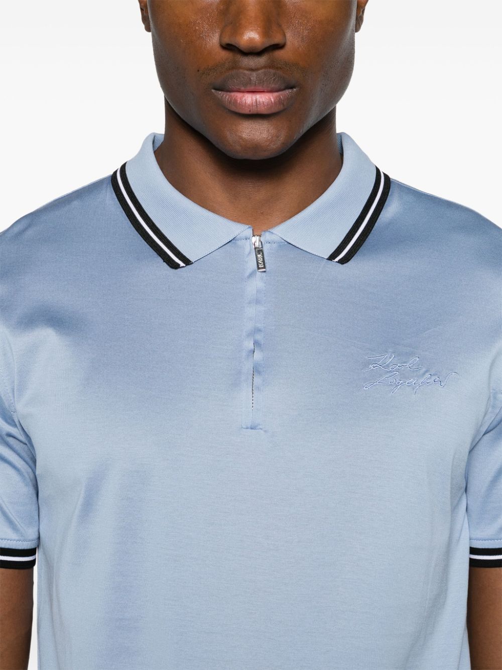 Karl Lagerfeld zip-up jersey polo shirt - Image 5
