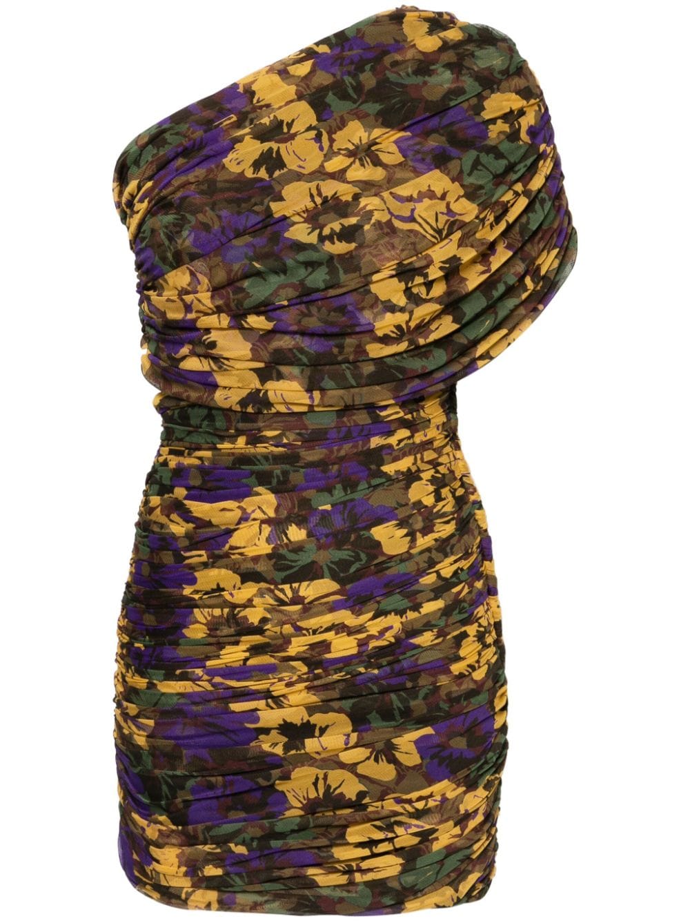 Saint Laurent one-shoulder ruched mini dress