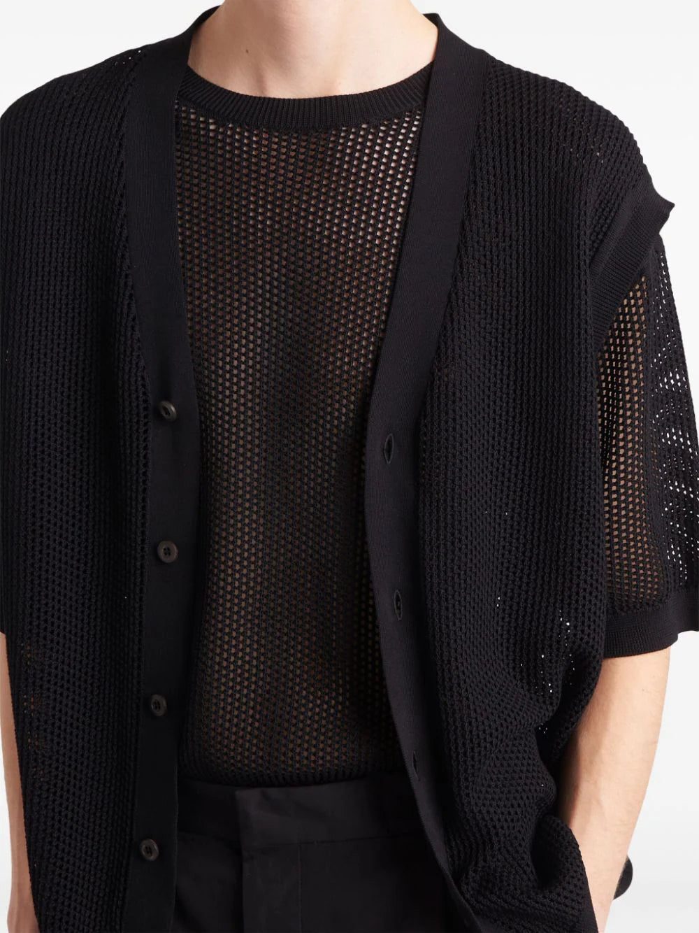 Prada open-knit V-neck cardigan - Image 4