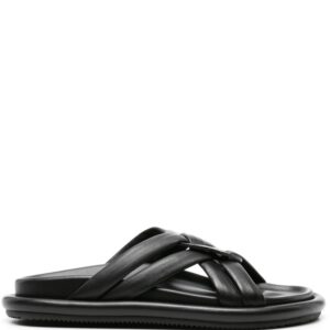Moncler Bell crossover-strap leather slides