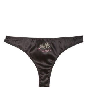 Fleur Du Mal  logo-print silk thong