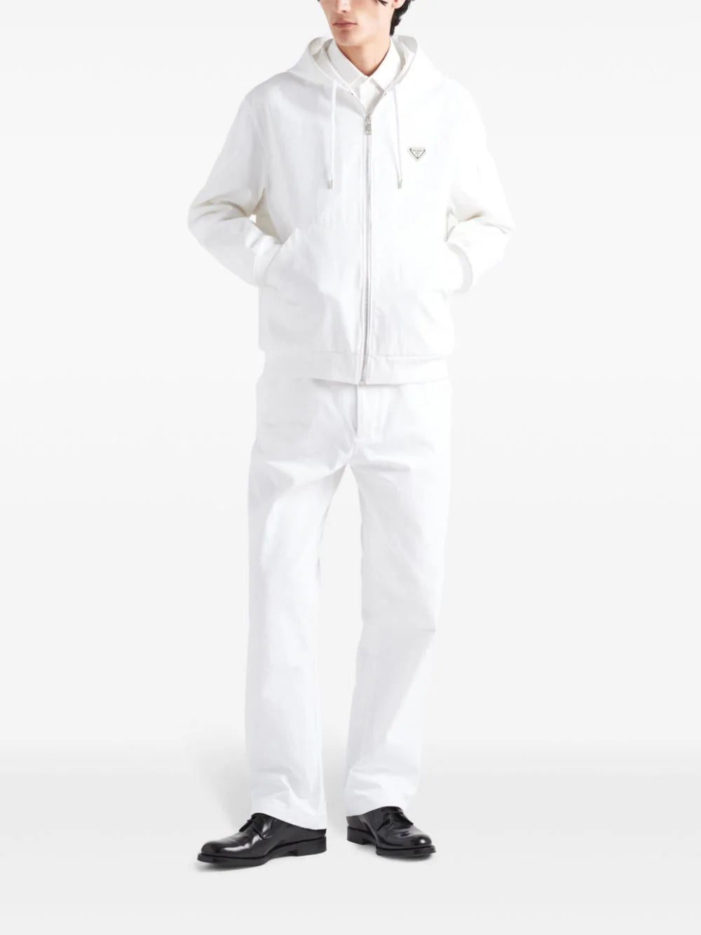 Prada triangle-logo zip-up hoodie - Image 2