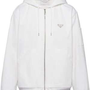 Prada triangle-logo zip-up hoodie