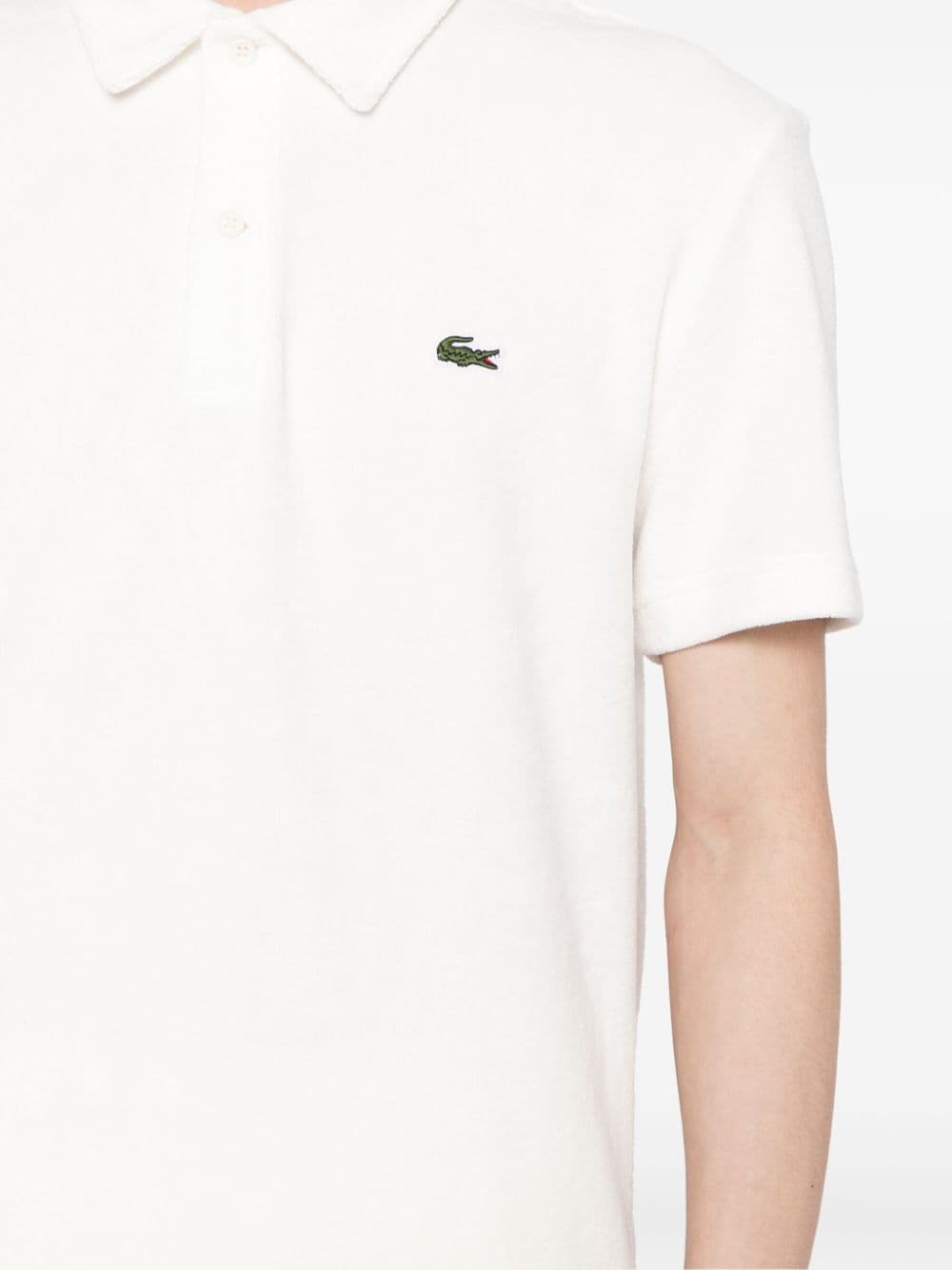 Lacoste logo-appliqué velvet polo shirt - Image 5