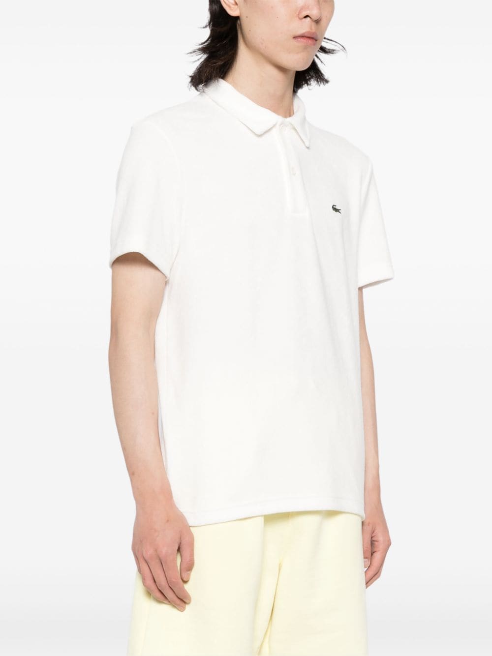 Lacoste logo-appliqué velvet polo shirt - Image 3