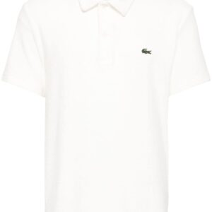 Lacoste logo-appliqué velvet polo shirt