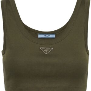 Prada  logo-plaque cotton tank top