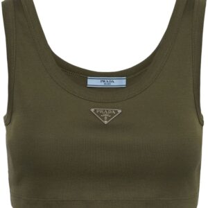 Prada logo-plaque cotton tank top