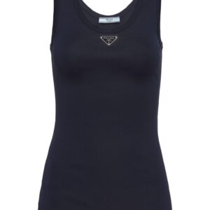 Prada enamel-triangle cotton top