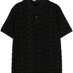 Karl Lagerfeld flocked-monogram polo shirt