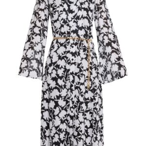 Michael Kors belted floral-print midi dress